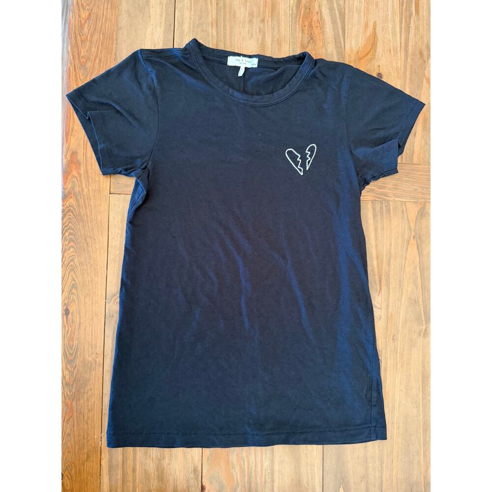 Rag & Bone Broken Heart Black Short Sleeve T-Shirt - Size XS